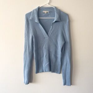 Marbled Light Blue Knit Sweater Size XL